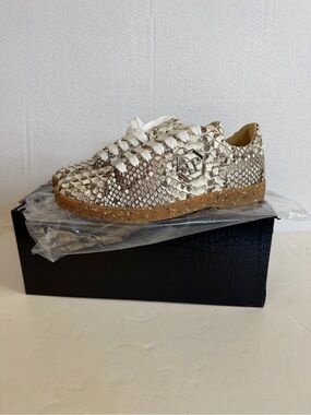 NIB Philipp Plein Real Python  Lo-Top Sneakers in beige/Metallic EU 41(Men US 8)